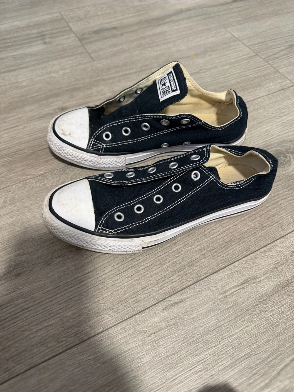Converse Black and White Slip-On Canvas Sneakers